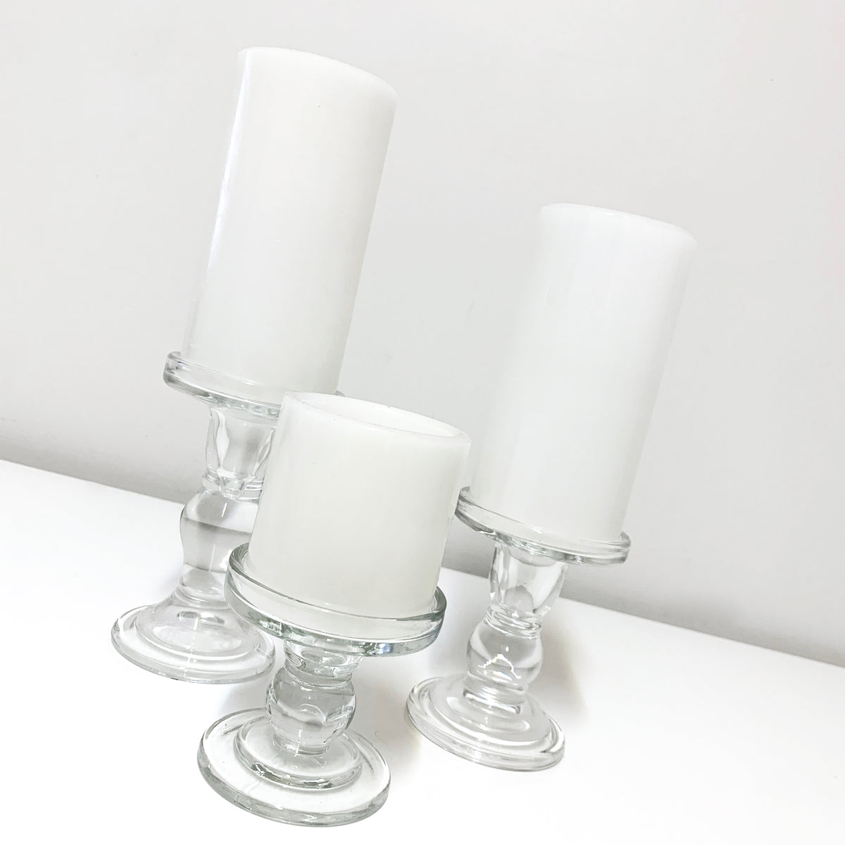 Glass Candle Holder Pedestals Set Of 3 Party Plaza Event Supplies 1474