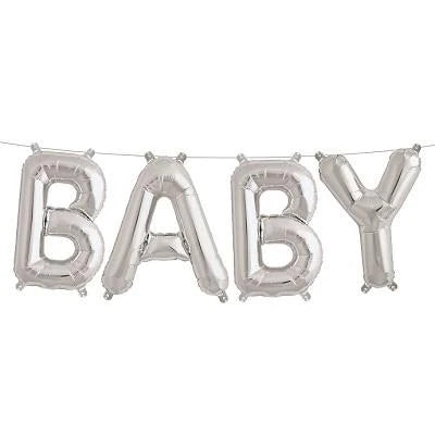 Foil Balloon Baby - Silver - DIY Inflation & Self Sealing - 102cm