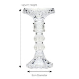 Glass Candle Holders - Crystal Pattern Pillar/Taper - Set of 3