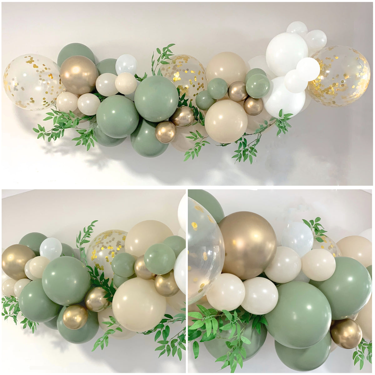 Balloon Garland DIY Kit - Rustic Green Eucalyptus Gold & Sand - 1.7m ...