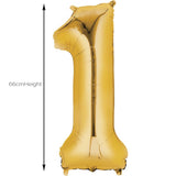 Foil Number Balloon - Gold - 1 - 66cm Medium