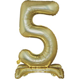 Number 5 Standing Foil Balloon - White Gold - 76cm - Air Filled