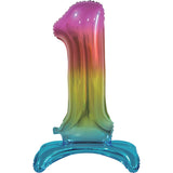 Number 1 Standing Foil Balloon - Rainbow - 76cm - Air Filled