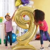 Number 7 Standing Foil Balloon - White Gold - 76cm - Air Filled