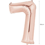 Foil Number Balloon - Rose Gold - 7 - 66cm Medium